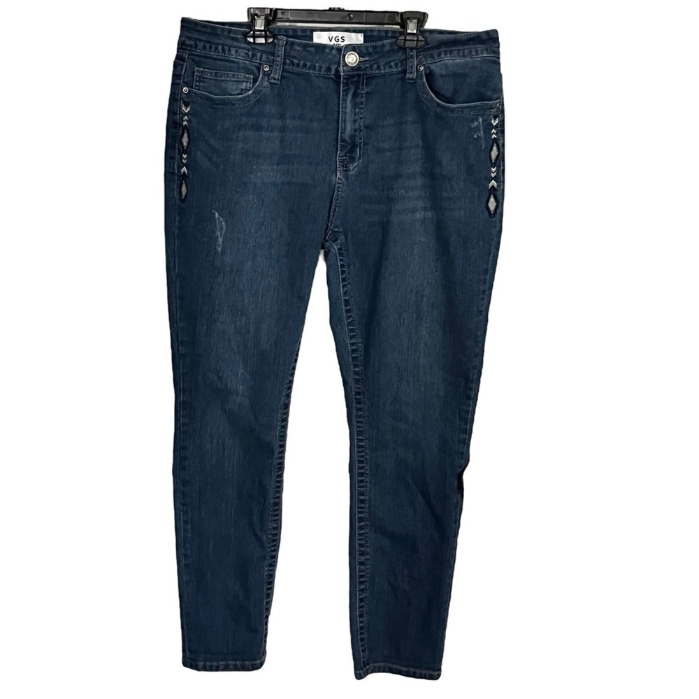 VGS Roll Up Skinny Embroidered Jeans Size 14
